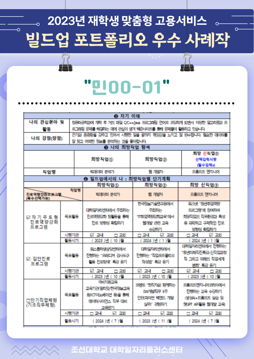 [재학생맞춤형고용서비스]빌드업 포트폴리오 우수사례작